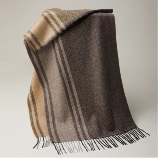 Cashmere herringbone check scarf
